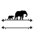 Elephant family split frame monogram EPS vector Royalty Free Stock Photo