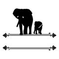 Elephant family split frame monogram EPS vector Royalty Free Stock Photo