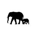 Elephant family walking silhouette Royalty Free Stock Photo