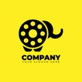 Elephant film roll strip production house logo , simple conceptual logo . Logo Vector illustration. Perfect for
