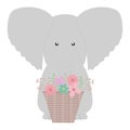 Elephant with floral basket bohemian style character