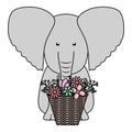 Elephant with floral basket bohemian style character