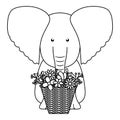 Elephant with floral basket bohemian style character
