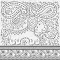 Elephant and flowers coloring page