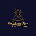 Minimalist Elephant Chef Logo Vector