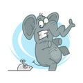 Elephant frightened of mechanical mouse Royalty Free Stock Photo