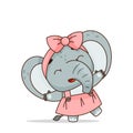 Elephant girl dancing in a pink dress. Royalty Free Stock Photo