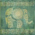 Elephant Golden Pattern on grunge background