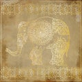 Elephant Golden Pattern on grunge background