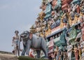 Elephant and gopuram at Kottaiyur shiva temple.