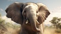 Surprised Elephant In Hyper-realistic Rendering: Close-up Wildlife Illustration