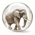 An elephant, inside a floating bubble