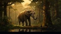 Majestic Elephant In A Mysterious Jungle - Concept Art Illustration