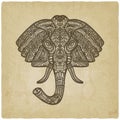 Elephant hand drawn pattern old background Royalty Free Stock Photo