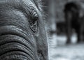 Elephant head close-up in black and white Royalty Free Stock Photo