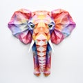 Colorful Low Poly Elephant Paper Craft With Watercolor On White Background Royalty Free Stock Photo