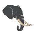 Of an elephant head featuring exaggerated elongated tusks and Royalty Free Stock Photo