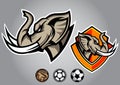 elephant head football logo vector emblem Royalty Free Stock Photo