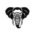 Elephant Head Icon, Minimal African Animal Silhouette, Elephant Portrait Royalty Free Stock Photo