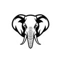 Elephant Head Icon, Minimal African Animal Silhouette, Elephant Portrait Royalty Free Stock Photo