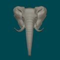 Elephant head isolated on blue background. 3D. Front view. Vector illustration Royalty Free Stock Photo