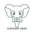 Elephant head line icon, vector. Elephant head outline sign, concept symbol, flat illustration Royalty Free Stock Photo