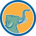 Elephant Head Side Circle Cartoon