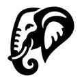 Elephant Head Silhouette - A Striking Black and White Design Royalty Free Stock Photo