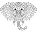 Elephant head in zentangle style. Adult antistress coloring page Royalty Free Stock Photo