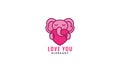 Elephant  hug love or heart cute cartoon modern logo icon vector illustration Royalty Free Stock Photo