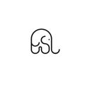 Elephant icon, simple line style.