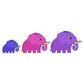 Elephant icon. Vector illustration of three cartoon baby elephant. Hand drawn set cute elephant Royalty Free Stock Photo