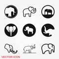 Elephant icon, vector logo line art illustration Royalty Free Stock Photo