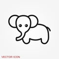 Elephant icon, vector logo line art illustration Royalty Free Stock Photo