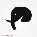 Elephant icon, vector logo line art illustration Royalty Free Stock Photo