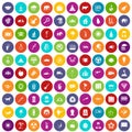 100 elephant icons set color