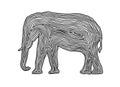 A Elephant Illustration Icon In Black Offset Line. Fingerprint S