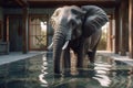 The elephant in the indoor pool. Generative AI image.
