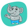 Elephant in Jeans Pants Shows and Smiling