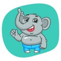 Elephant in Jeans Pants Waving Paw