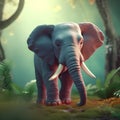 Elephant in the jungle. 3d illustration. Animal theme.