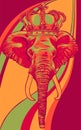 head elephant king animal artwork vector illustration