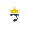 Elephant king vector logo design.