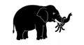Elephant with Knotted Trunk Silhouette - Memory Concept Vector Royalty Free Stock Photo