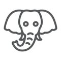 Elephant line icon, animal and zoo