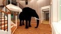 Elephant in the living room 3d rendering