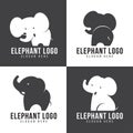 Elephant logo - cute elephant 4 style and gray and white tone