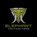 Elephant Logo. Elephant Tactical military badge logo design illustration Template