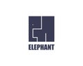 Elephant logo template. Modern cube flat design. Africa wild animal safe