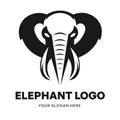 Elephant logo vector template emblem symbol. Head icon design isolated on white background. Modern black and white Royalty Free Stock Photo